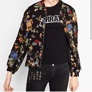 ZARA Trafaluc Floral Bomber Jacket